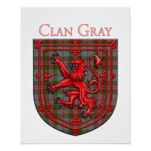 Gray Tartan Scottish Kariert Lion Rampant Poster