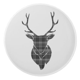Gray Tartan Stag Head Antler Rustikal Keramikknauf