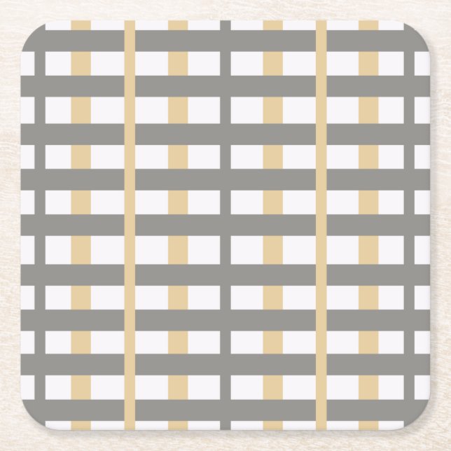 Gray Taupe Modernes Stripdesign von ©Cathy Thompso Rechteckiger Pappuntersetzer (Vorderseite)