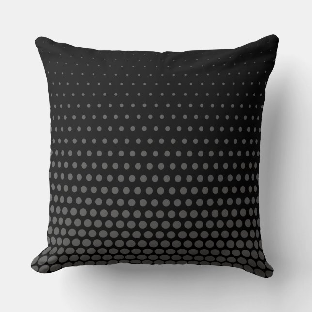 Gray Techno Dots Modern Black Kissen (Vorderseite)