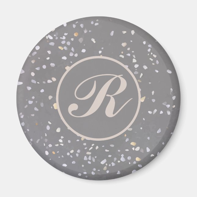 Gray Terrazzo Stone Magnet (Vorne)