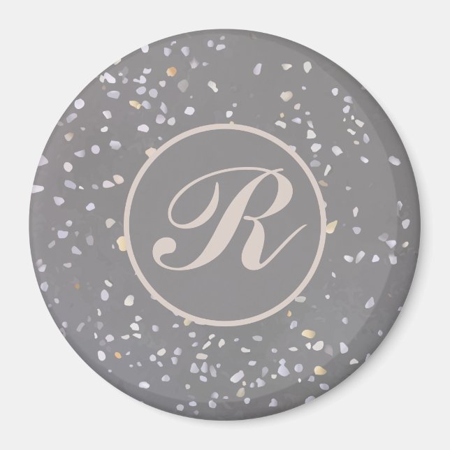 Gray Terrazzo Stone Magnet (Vorne)