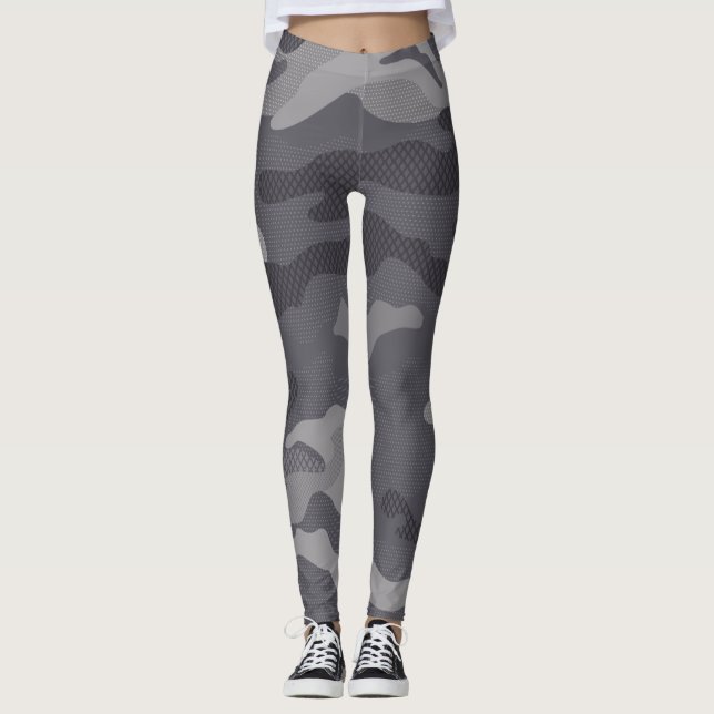 Gray Texture Camouflage. Camouflage Leggings (Vorderseite)