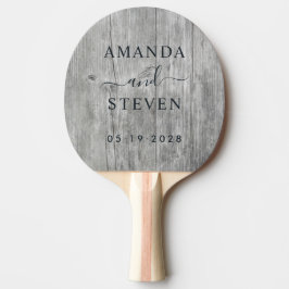 Gray Timber Couple Names with Wedding Date Tischtennis Schläger