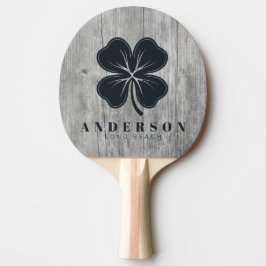 Gray Timber Four Leaf Clover with Name Tischtennis Schläger