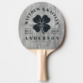 Gray Timber Irish Lucky Clover Wedding Crest Tischtennis Schläger