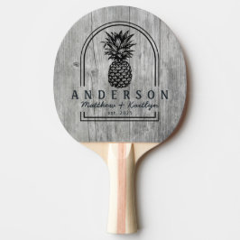 Gray Timber Pineapple Wedding Arch & Name Tischtennis Schläger