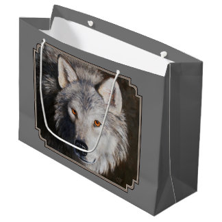 Gray Timber Wolf Face Portrait Große Geschenktüte