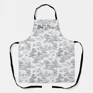 Gray Toile de Jouy Cooking & Baking Geschenk Küche Schürze