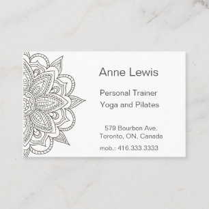 Gray Tones Floral Mandala Business Card Visitenkarte
