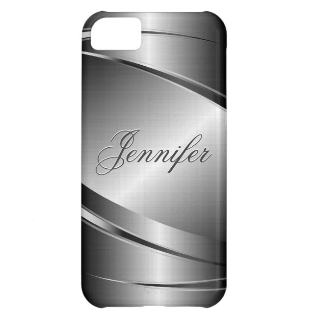 Gray Tones Stainless Steel Metalli Look- Monogram Case-Mate iPhone Hülle (Rückseite)