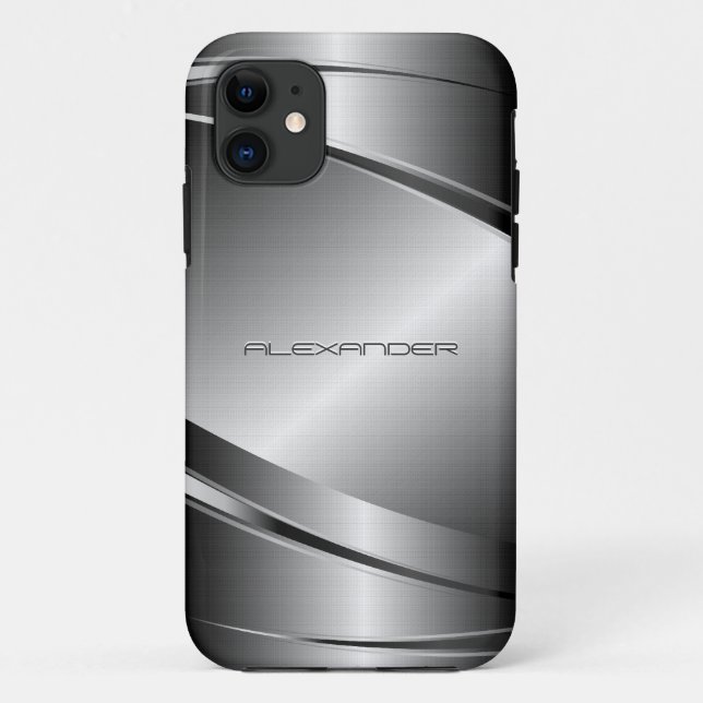 Gray Tones Stainless Steel Metalli Look- Monogram Case-Mate iPhone Hülle (Rückseite)