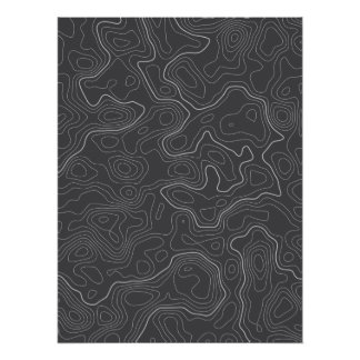Gray Topographic Map Wall Poster
