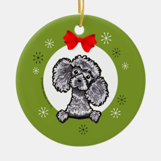 Gray Toy Poodle Christmas Classic Keramik Ornament (Vorne)