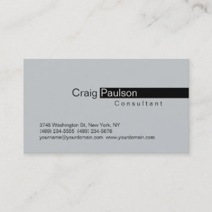 Gray Trendy Black Stripe Consultant Business Card Visitenkarte