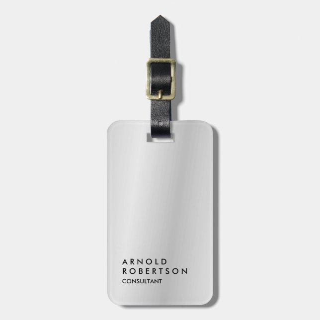 Gray Trendy Modernes Minimalistisch Gepäckanhänger (Vorderseite vertikal)