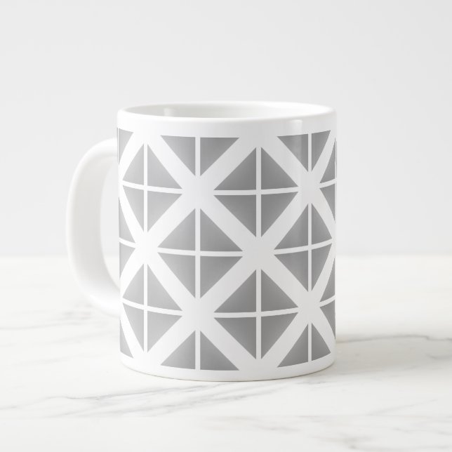 Gray Trendy Triangle Pattern Jumbo-Tasse (Vorderseite Links)