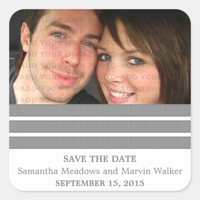 Gray Triple Stripe Save the Date Stickers (Vorderseite)