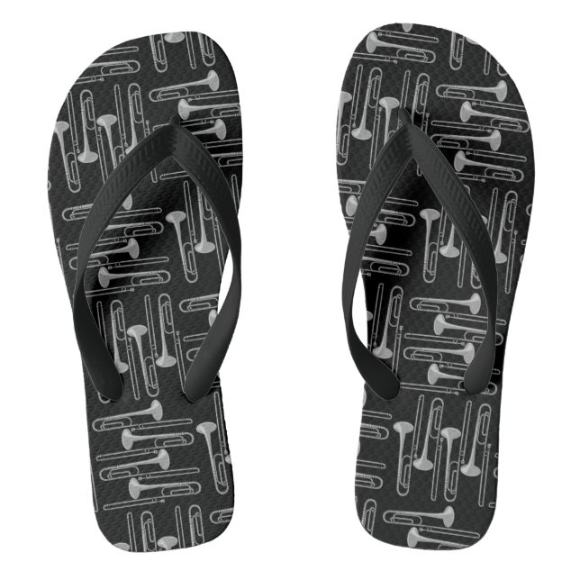 Gray Trombone Crosshatch Black Pattern Flip Flops (Fußbett)