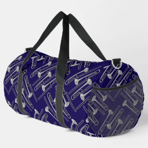 Gray Trombone Crosshatch Pattern Duffle Bag