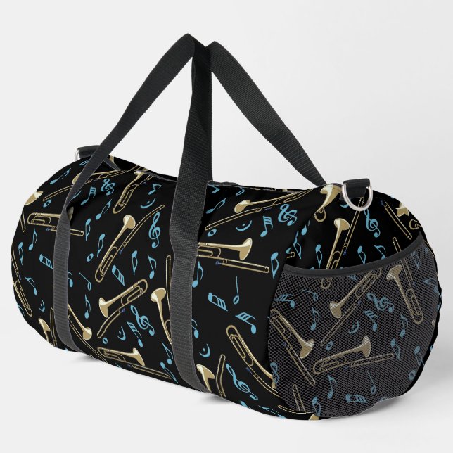 Gray Trombone Crosshatch Pattern Duffle Bag (Rechte Ecke)