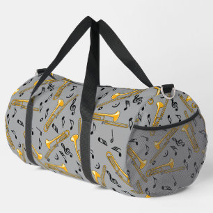 Gray Trombone Crosshatch Pattern Duffle Bag