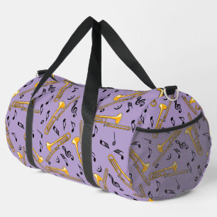 Gray Trombone Crosshatch Pattern Duffle Bag