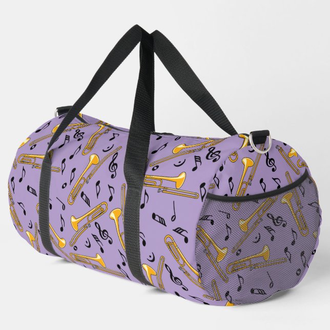 Gray Trombone Crosshatch Pattern Duffle Bag (Rechte Ecke)