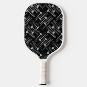 Gray Trombone Crosshatch Pattern Pickleball Schläger