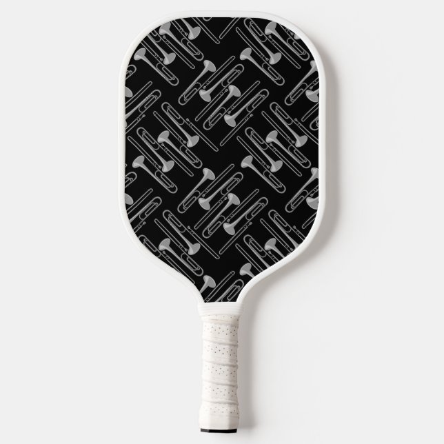 Gray Trombone Crosshatch Pattern Pickleball Schläger (Rückseite)