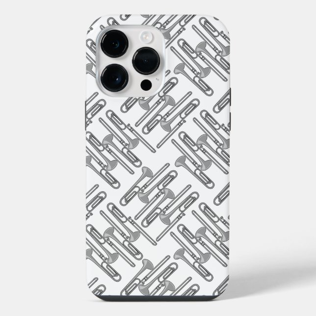 Gray Trombone Crosshatch White Pattern iPhone Hülle (Rückseite)