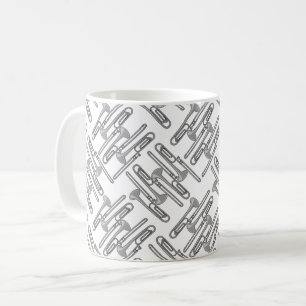 Gray Trombone Crosshatch White Pattern Kaffeetasse