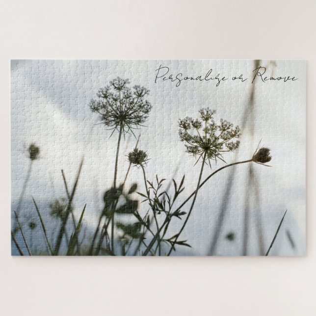 Gray Umbels Blume Kontur Floraliner Art Fotografie Puzzle (Horizontal)