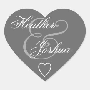 Gray Umschlag Aufkleber Wedding Heart V14