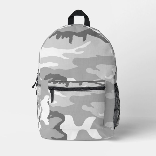 Gray Urban Military Camouflage Pattern Bedruckter Rucksack (Vorderseite)
