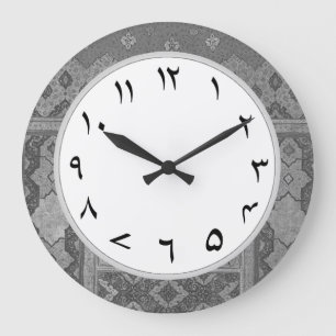 Gray Urdu Numbers Uhrennummern Große Wanduhr