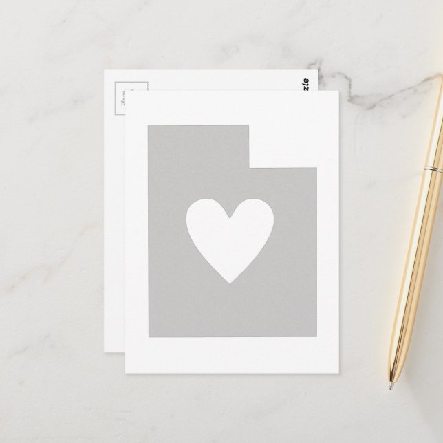 Gray Utah Form mit Heart Gray Utahan Liebe Adore Postkarte (Vorderseite/Rückseite Beispiel)