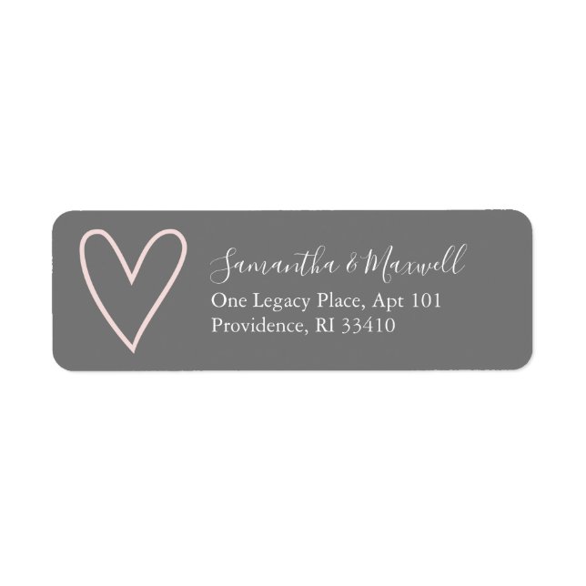 Gray Valentine Heart Address Labels (Vorne)