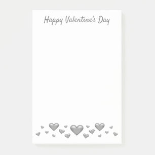 Gray Valentine's Day Hearts & Custom Text Post-it Klebezettel