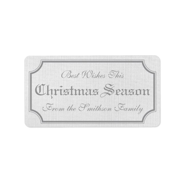 Gray Vintage Weihnachtsgeschenke Label Stickers Adressaufkleber (Vorne)