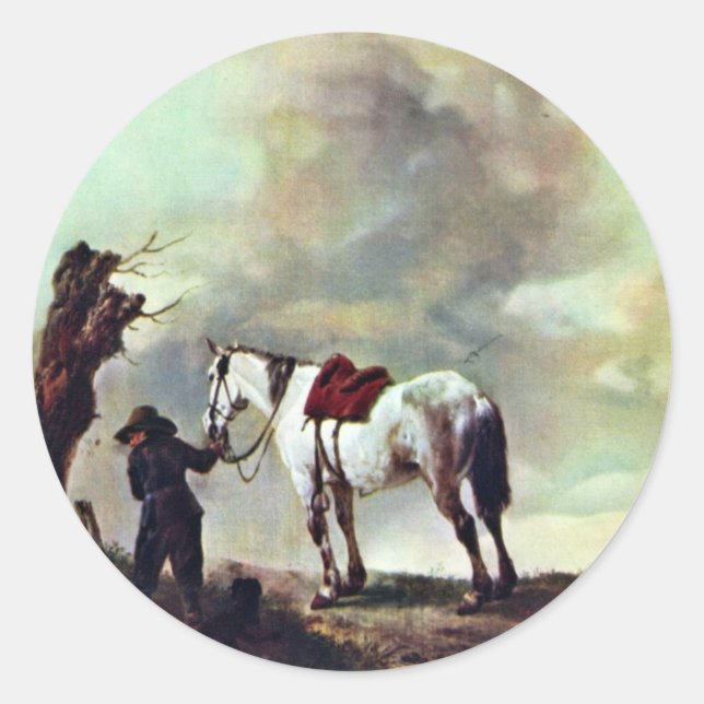 Gray., von Philips Wouwerman (Best Quality) Runder Aufkleber (Vorderseite)