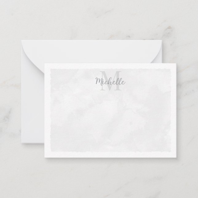 Gray Watercolor All Occasion Monogram Mitteilungskarte (Vorderseite)