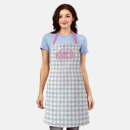 Gray Watercolor Gingham Personalisierte Schürze