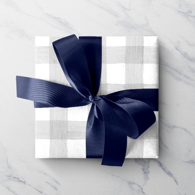 Gray Watercolor Gingham Wrapping Paper Geschenkpapier (Von Creator hochgeladen)