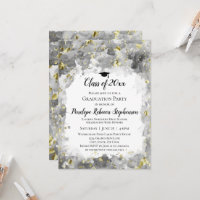 Gray Watercolor Gold Spritzer Graduation Party
