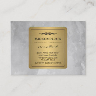 Gray Watercolor Pinselstrich Elegantes Imitat Gold Visitenkarte