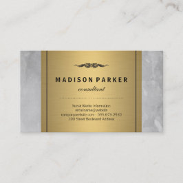 Gray Watercolor Pinselstrich Elegantes Imitat Gold Visitenkarte