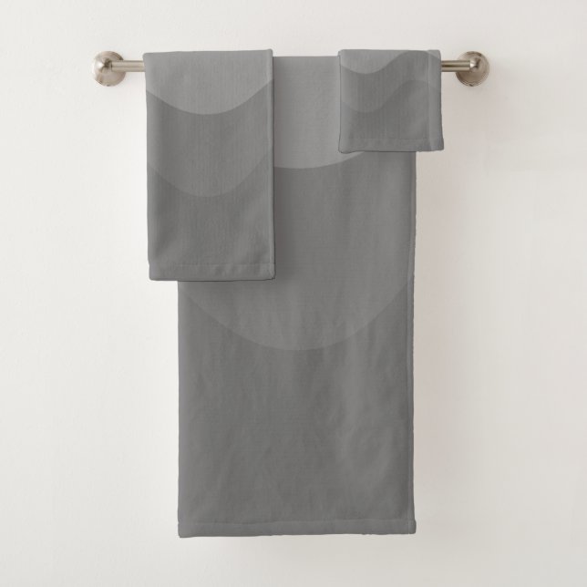 Gray Wavey Stripe Modern Badhandtuch Set (Insitu)