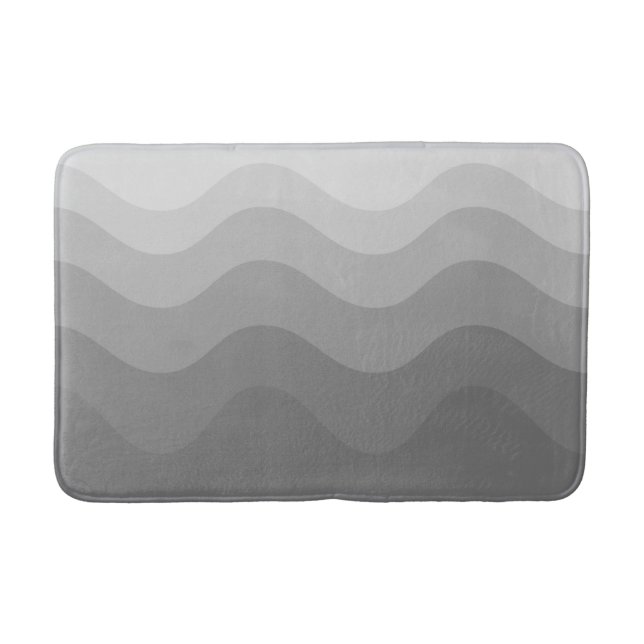 Gray Wavey Stripe Modern Bath Mat Badematte (Vorderseite)