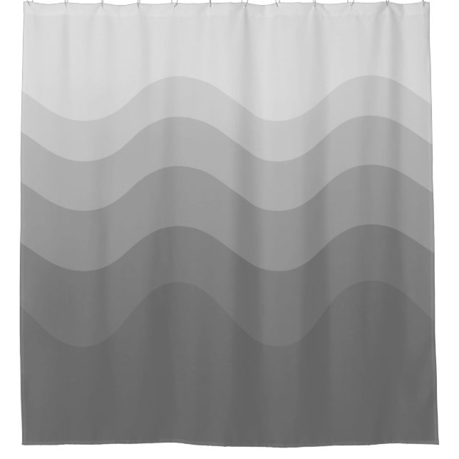 Gray Wavey Stripe Moderner Duschvorhang (Vorderseite)
